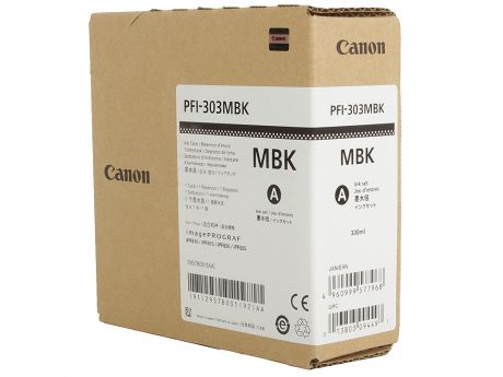 Картридж Canon PFI-303 MBK для плоттера iPF815/825. Матовый чёрный. 330 мл.