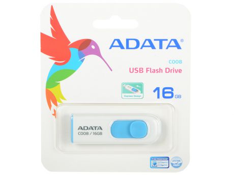 Флешка USB 16Gb A-Data AC008-16G-RWE белый