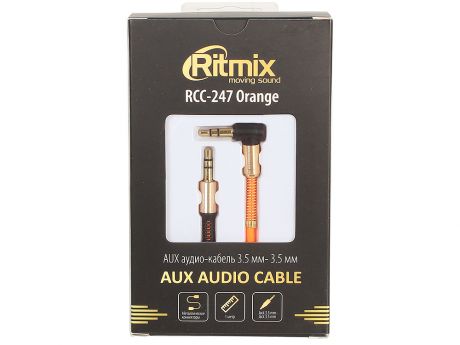 Аудио-кабель Ritmix RCC-247 Orange Jack-Jack 3,5 мм, 1м, мет. коннекторы