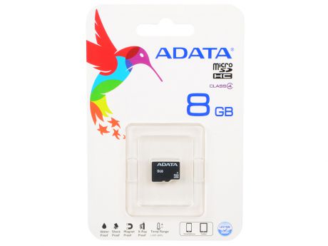 Карта памяти Micro SDHC 8GB Class 4 A-Data AUSDH8GCL4-R