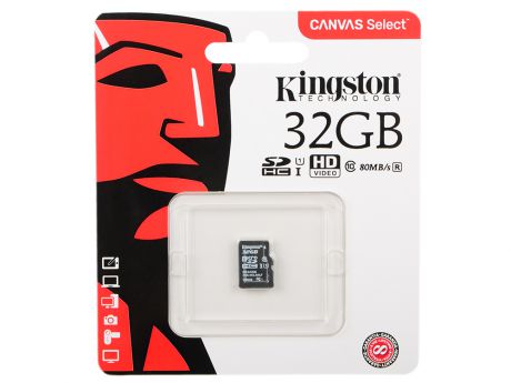 Карта памяти MicroSDHC 32GB Kingston Canvas Select 80R CL10 UHS-ISP без адаптера (SDCS/32GBSP)
