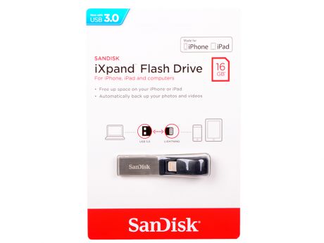 Флешка USB 16Gb SanDisk SDIX30C-016G-GN6NN серебристый USB 3.1/ Lightning