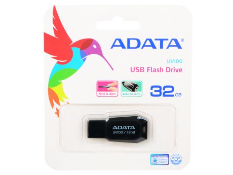 Внешний накопитель 32GB USB Drive (USB 2.0) A-DATA UV100 черный (AUV100-32G-RBK)