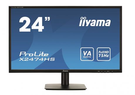 Монитор Iiyama X2474HS-B1 23.6" Black 1920x1080/TFT VA/4ms/VGA (D-Sub), DP, HDMI, 2,5Wx2, Headph.Out