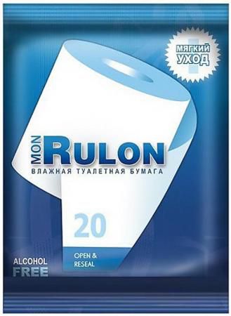 Влажная туалетная бумага Mon Rulon 20 шт ароматизированная не содержит спирта влажная гипоаллергенны