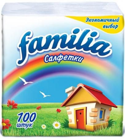 Салфетки бумажные Familia Радуга 100 шт без отдушки