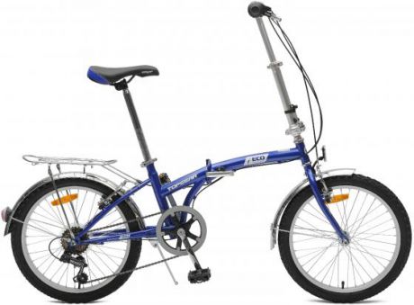 Велосипед Top Gear Eco диаметр колес: 20 дюймов, размер рамы: 11 дюймов, 6 скоростей, складной, синий, ВНС2086