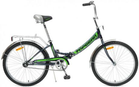 Велосипед Top Gear Compact 50 диаметр колес: 24 дюймов, размер рамы: 14 дюймов, складной, черный/зеленый, ВНС2482