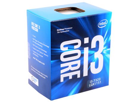 Процессор Intel Core i3-7320 BOX TPD 51W, 2/4, Base 4.10GHz, 4Mb, LGA1151 (Kaby Lake)