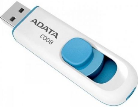 Внешний накопитель 16GB USB Drive ADATA USB 2.0 C008 бело-синяя выдвижная AC008-16G-RWE USB 2.0