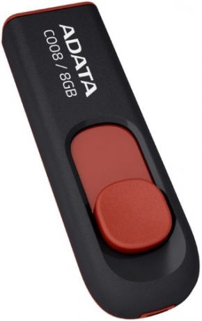 Внешний накопитель 8GB USB Drive ADATA USB 2.0 C008 черно-красная выдвижная AC008-8G-RKD USB 2.0 / 15 МБ/cек / 5 МБ/cек