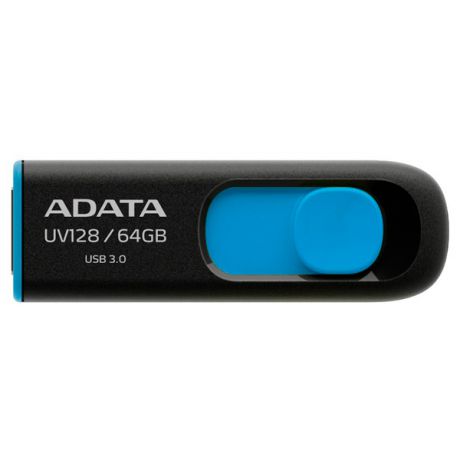 Внешний накопитель 64GB USB Drive ADATA USB 3.1 UV128 черно-синяя выдвижная AUV128-64G-RBE USB 3.1