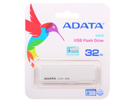 Внешний накопитель 32GB USB Drive ADATA USB 2.0 UV110 белая AUV110-32G-RWH USB 2.0