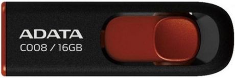 Внешний накопитель 16GB USB Drive ADATA USB 2.0 C008 черно-красная выдвижная AC008-16G-RKD USB 2.0