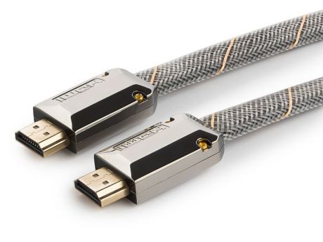 Кабель HDMI Cablexpert, серия Platinum, 3 м, v2.0, M/M, плоский, позол.разъемы, метал. корпус, нейлоновая оплетка, блистер CC-P-HDMI04-3M