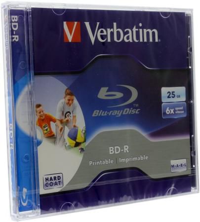 Диски BluRay Verbatim BD-R 25Gb 6x JewelCase Printable 43712 1шт