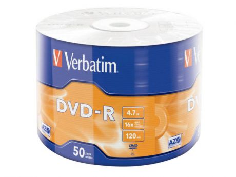 Диски DVD-R Verbatim 16x 4.7Gb Wrap Spindle 50шт 43788