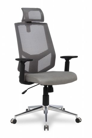 Кресло офисное COLLEGE HLC-1500F-1D-2 Серый, сетчатый акрил,120 кг, крестовина хром, твердые подлокотники, высота спинки 42см