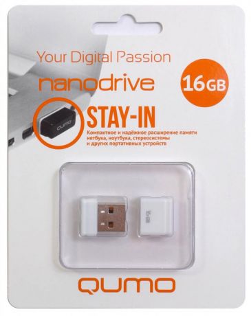Внешний накопитель USB 16Gb QUMO NanoDrive USB2.0 белый QM16GUD-NANO-W