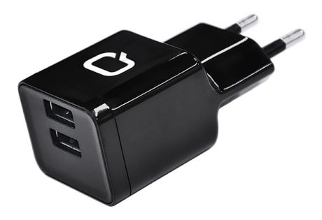 Сетевое зарядное устройство Qumo Energy (Charger 0062), 2 USB, 3.1A, Micro USB cable, черный