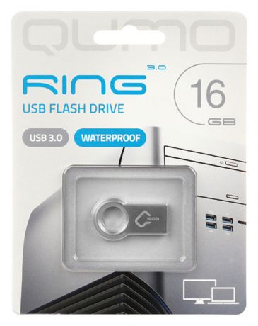 Внешний накопитель 16GB USB Drive <USB 3.0> Qumo Ring цвет корпуса металлик (QM16GUD3-Ring)