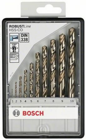 Набор сверл BOSCH Robust Line HSS-Co 10 шт. (2.607.019.925) металл, 1-10мм, 10шт.
