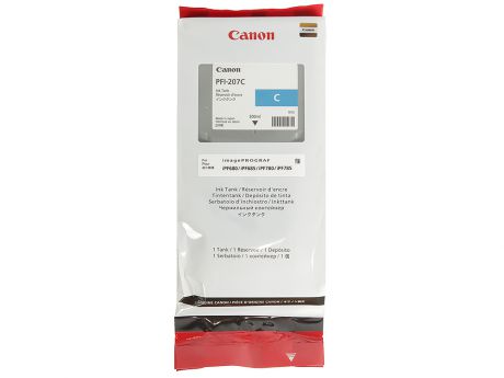 Картридж Canon PFI-207 C для плоттера iPF680/685/780/785. Голубой. 300 мл.