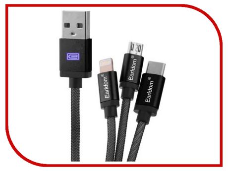 Аксессуар Earldom ET-885 USB - microUSB/Type-C/Lightning 8pin Black