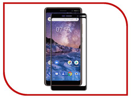 Аксессуар Защитное стекло для Nokia 7 Plus Red Line Full Screen Tempered Glass Black УТ000014518