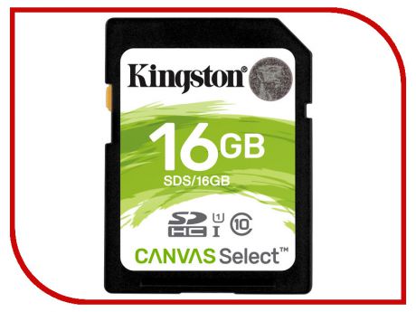 Карта памяти 16GB - Kingston SDHC Canvas Select 80R CL10 UHS-I SDS/16GB
