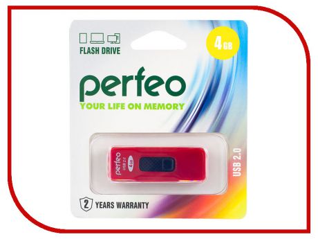 USB Flash Drive 4Gb - Perfeo S04 Red PF-S04R004