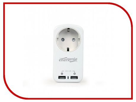 Розетка Gembird Energenie EG-ACU2-01-W с 2-мя USB White