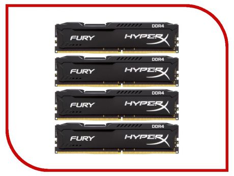 Модуль памяти Kingston HyperX Fury Black PC4-19200 DIMM DDR4 2400MHz CL15 - 16Gb KIT (4x4Gb) HX424C15FBK4/16