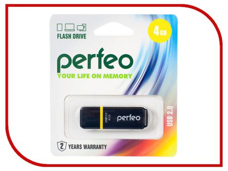 USB Flash Drive 4Gb - Perfeo C01 Black PF-C01B004