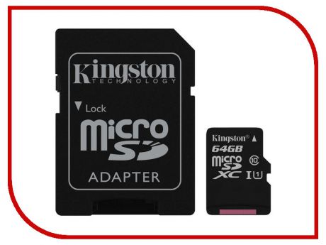 Карта памяти 64Gb - Kingston Micro Secure Digital HC Class10 UHS-I SDCS/64GB