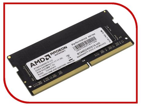 Модуль памяти AMD DDR4 SO-DIMM 2400MHz PC4-19200 - 4Gb R744G2400S1S-UO