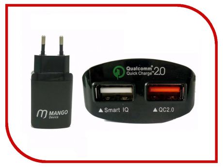 Зарядное устройство Mango Device 2xUSB Ports with Qiuck Charge 2.0 Black MD-WCH-09B