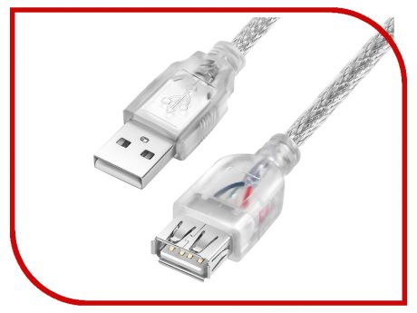 Аксессуар Greenconnect USB 2.0 AM - AF 1.5m Transparent GCR-UEC2M-BB2S-1.5m