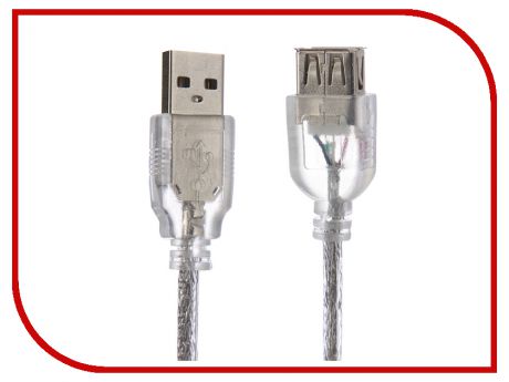 Аксессуар Greenconnect USB 2.0 AM - AF Transparent GCR-50949