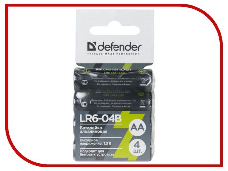 Батарейка AA - Defender Alkaline LR6-04B (4 штуки) 56028