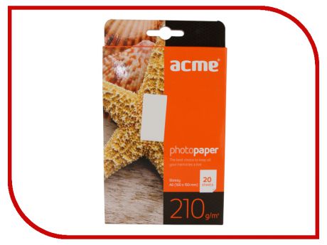 Фотобумага Acme Premium глянцевая A6 10x15cm 210g/m2 20 листов