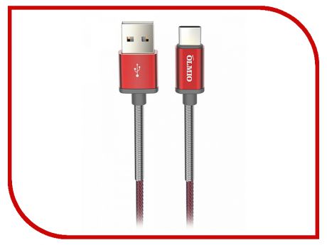 Аксессуар Olmio HD USB 2.0 - USB Type-C 1.2m 2.1A Red ПР038839