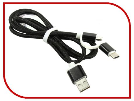 Аксессуар KS-is 2в1 USB - MicroUSB/Type-C 1.0m Black KS-349B