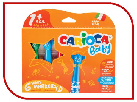 Фломастеры Carioca Baby Teddy Marker 6 цветов 42815 / 262567