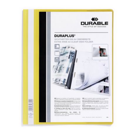 Папка-скоросшиватель Durable Duraplus 2579-04 A4+ прозрач.верх.лист карман желтый 25 шт./кор.