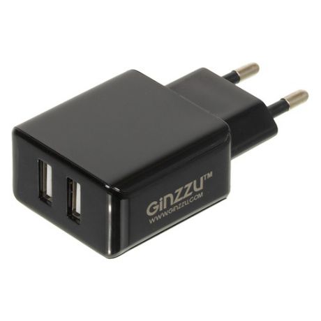 Сетевое зарядное устройство GINZZU GA-3312UB, 2xUSB, microUSB, 3.1A, черный