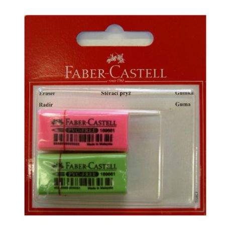 Ластик Faber-Castell 263397 флуоресцентный блистер (2шт) 20 шт./кор.
