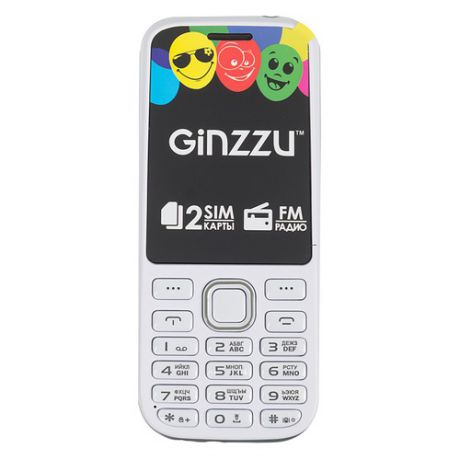 Мобильный телефон GINZZU M201, белый/серый
