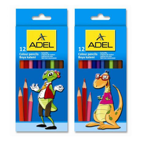 Карандаши цветные Adel Colour 211-2315-007 шестигран. 3мм 12цв. 2 дизайна упаковки коробка/европод. 12 шт./кор.