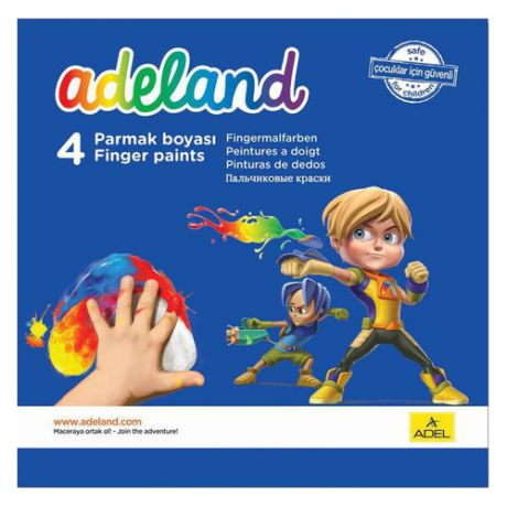 Краски для рисования пальцами Adel ADELAND 234-0630-100 4цв. 45мл. карт.супероб. 6 шт./кор.
